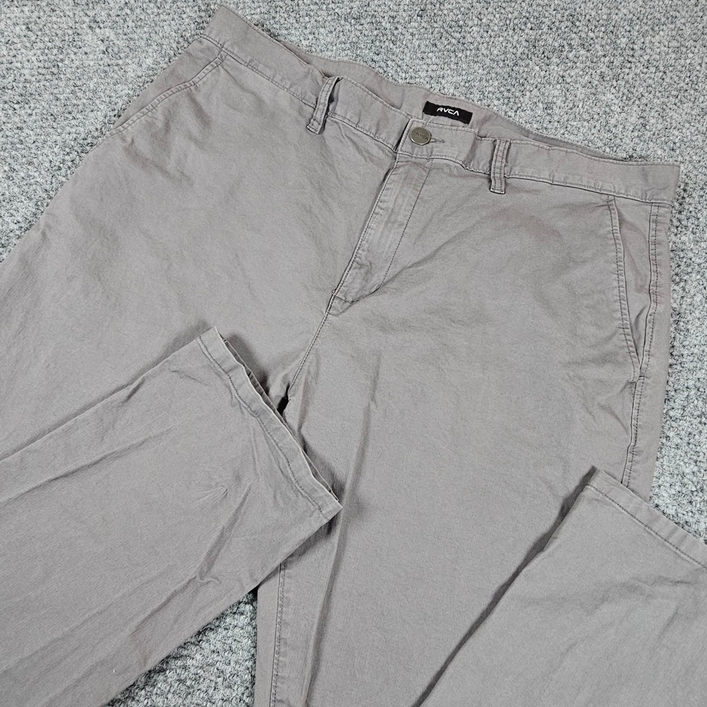 RVCA Daggers Fit Chino Pants Gray Mens Size‎ 38 Straight Leg Comfort Stretch